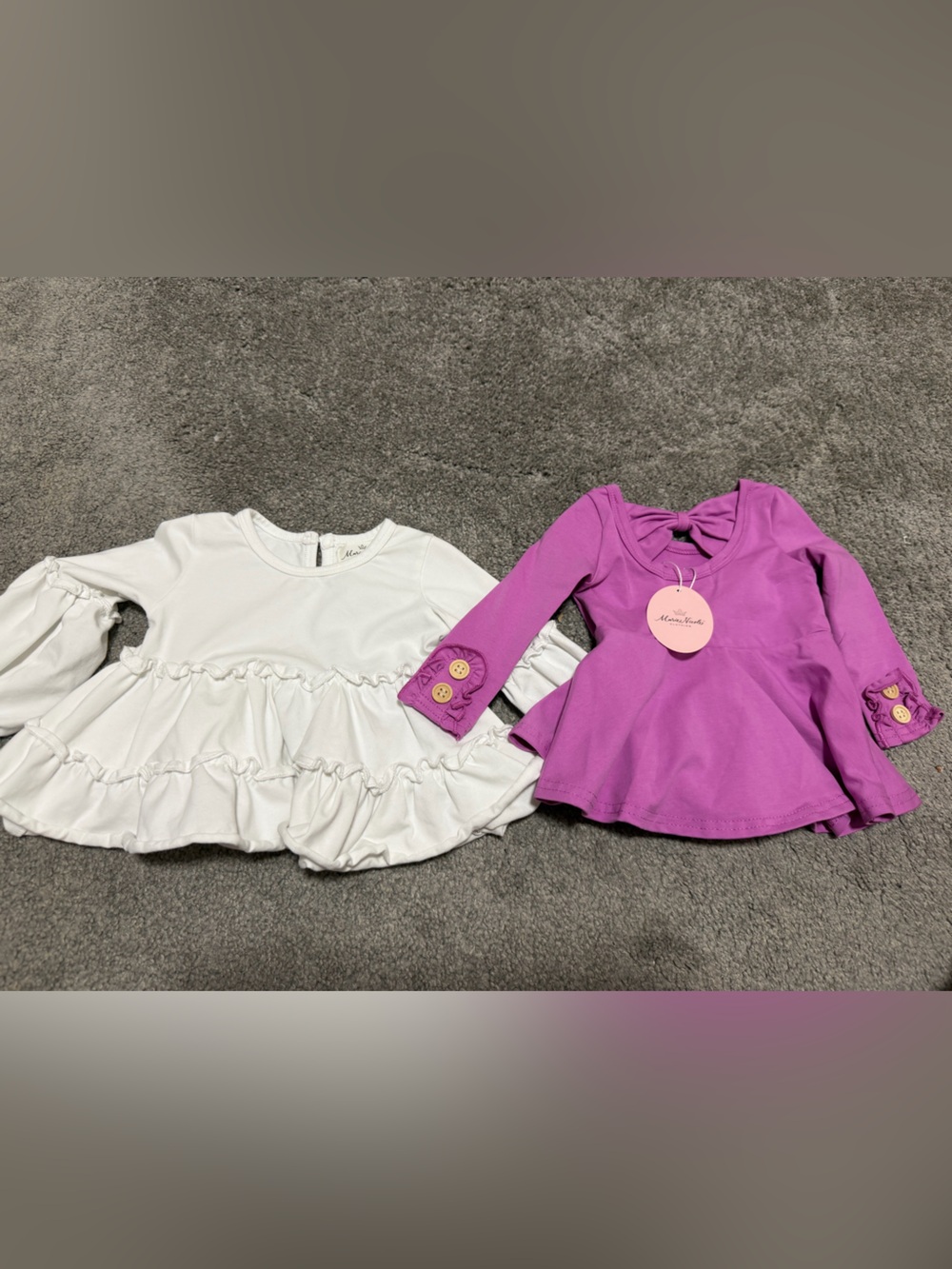 Marie Nicole Long Sleeve Ruffle Peplum Baby Tops Size 6-9 Month NWT and EUC